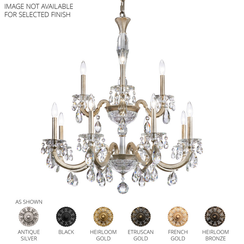 San Marco 12 - Light Chandelier, Antique Silver