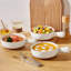 Ensemble de 3 bols à soupe en céramique blanche et kaki avec poignée, grands bols de service de 23 oz, glaçure au sésame texturée