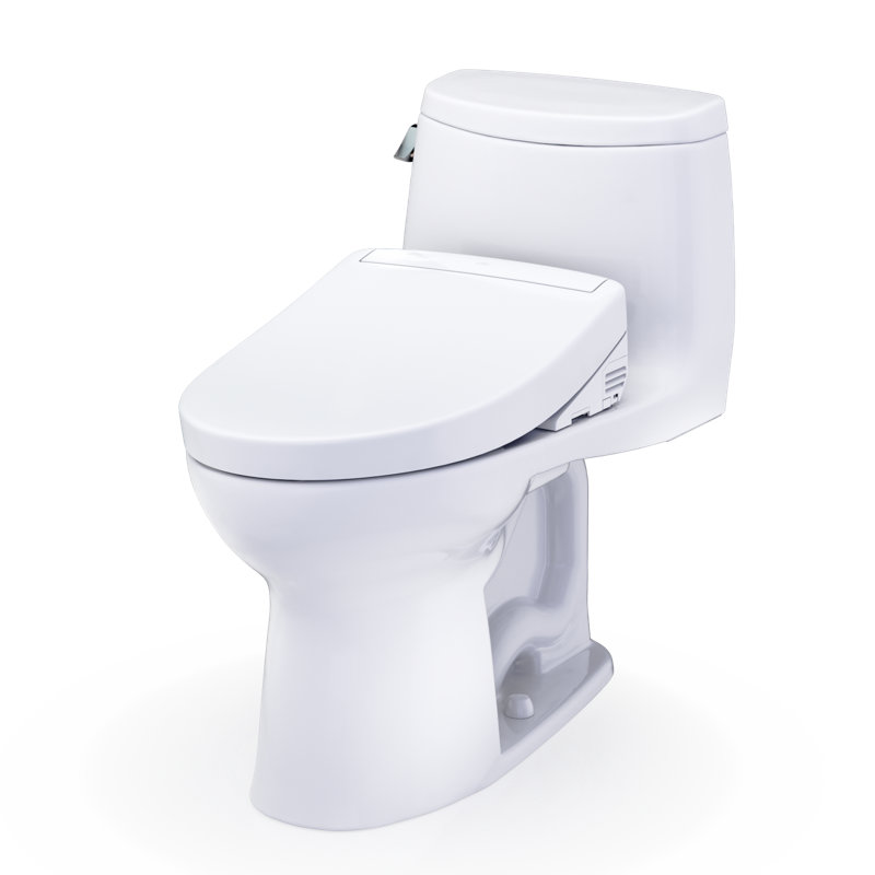TOTO® WASHLET+® UltraMax® II One-Piece Elongated 1.28 GPF Toilet and WASHLET+® S5 Bidet Seat, Cotton White - MW6043446CEFG#01
