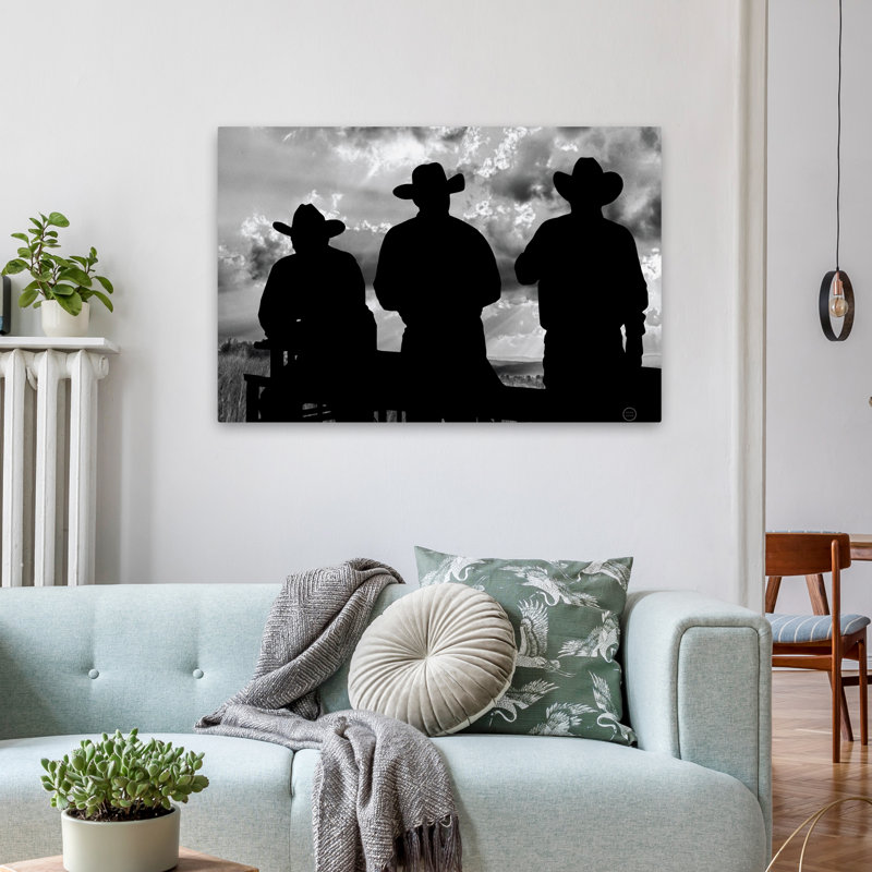 Maison de campagne / campagne trois cowboys, H 36 po x l 24 po
