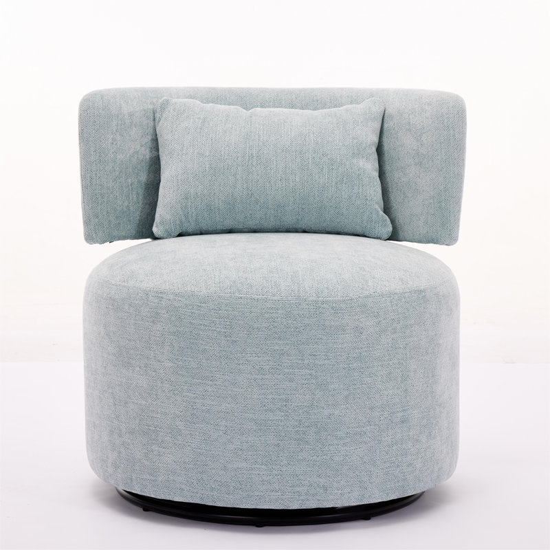 Swivel Accent Chair with Throw Pillow, Sage Chenille