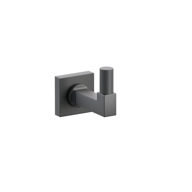 Emtek Select Single Hook w/ Small Square Rosette, Square Stem & Knurled Tip, Satin Brass