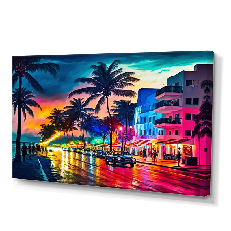 «Miami Beach Holidays 3 Architecture», impressions sur toile Miami, Toile tendue, H 16 po x l 32 po x P 1 po