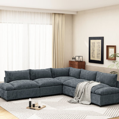 115,5 po gris foncé modulaire avec sièges confortables et espaces de rangement dissimulés