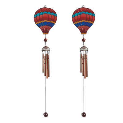 2 x 78GSC99457 ensemble-cadeau de 2 pièces ICE ARMOUR Carillon à vent rouge en forme de ballon d'air 31 po avec bijou en cuivre Figurine Sculpture Décoration d'ornement Maison / Chambre / Jardin Décoration de pendaison de crémaillère, Fêtes, Spéci