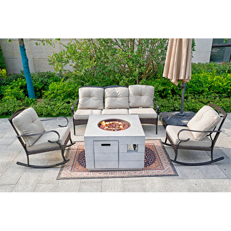 Ensemble de conversation modulaire avec coussins 4 pièces Dannielynn