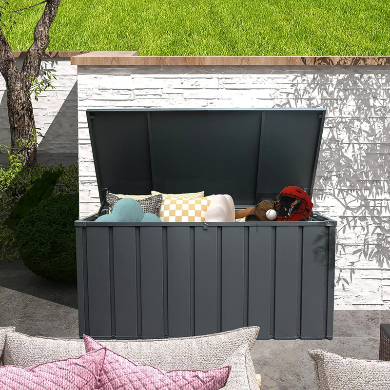 Chariot d'extérieur verrouillable 100 gallons - gris foncé, imperméable pour les coussins de patio, les coussins, les outils de jardin et le matériau robuste