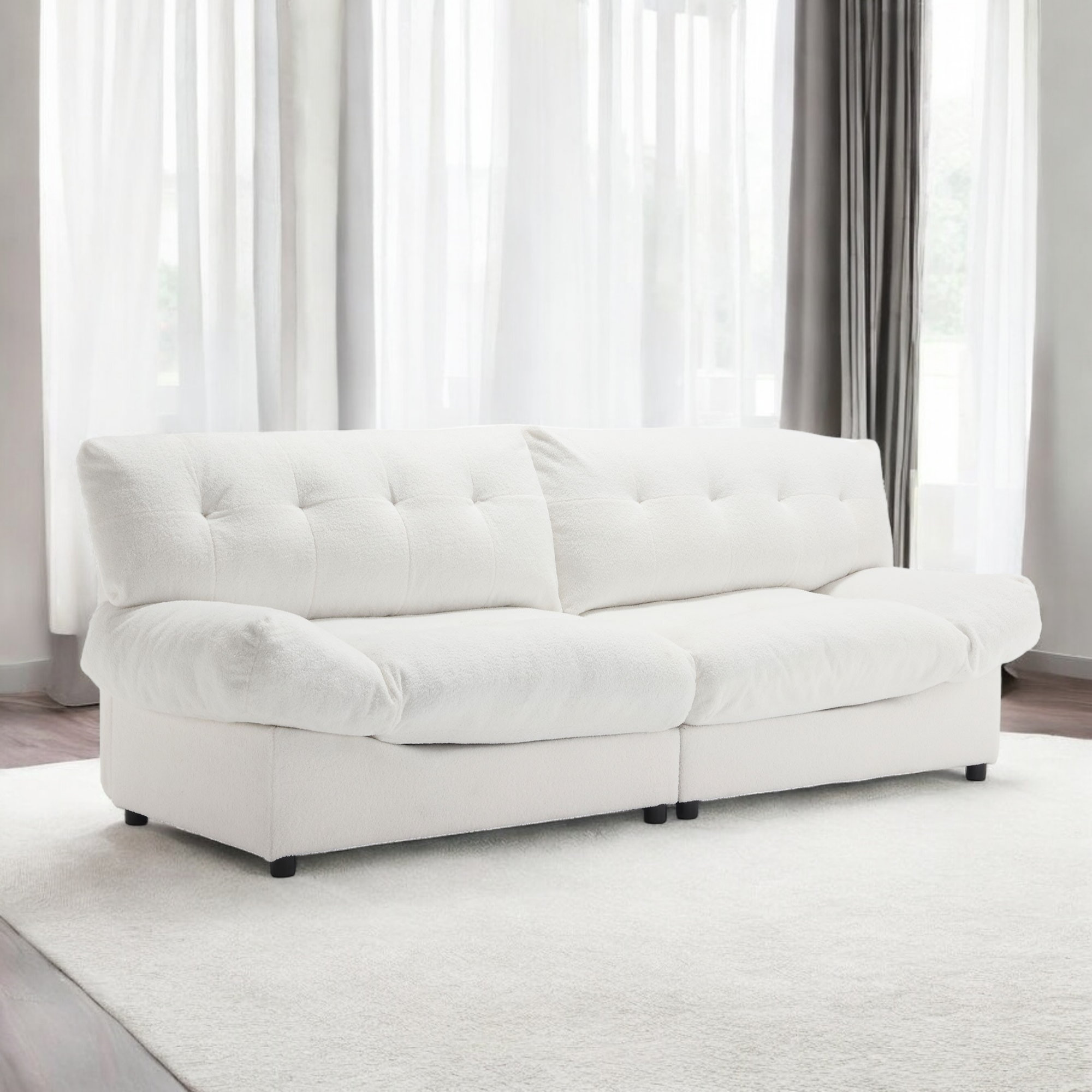 Ebern Designs 96.44" W Tufted Armless Loveseat - Wayfair Canada