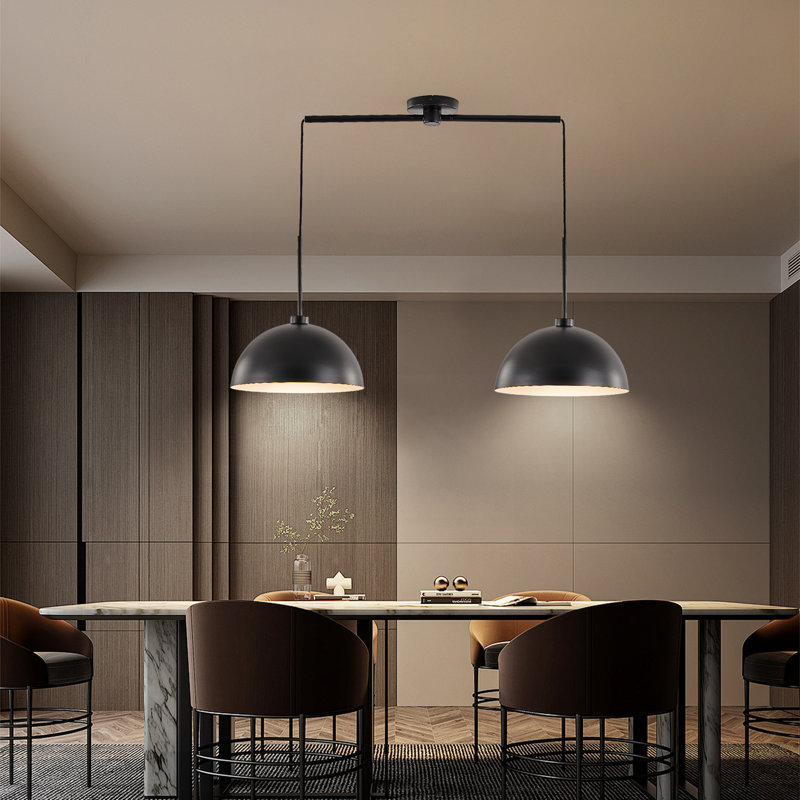 Luminaire suspendu réglable en fer noir mat de style industriel moderne pour la salle à manger et les espaces de vie