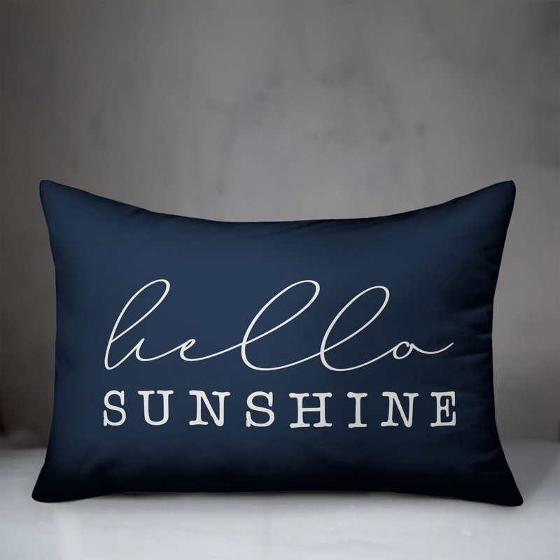 Textual Outdoor Reversible Throw Pillow, Navy