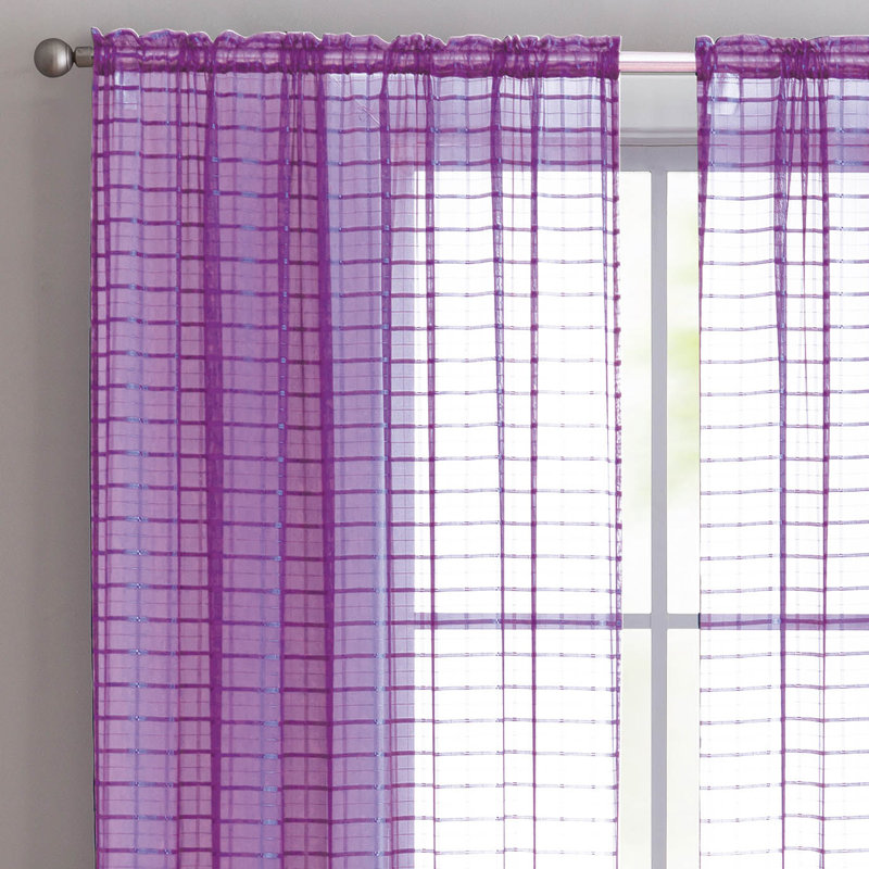 Bernardita Sheer Curtain Pair, Purple