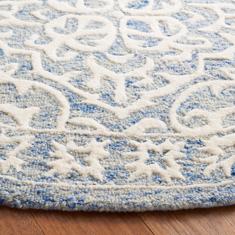 Druanne Hand Tufted Wool And Cotton With Latex Damask Rug, Round 6'