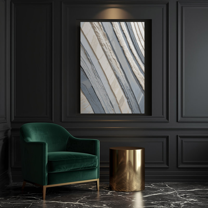 DiagonalStripes, pierre, gris clair, toile, art mural, H 8 po x l 10 po
