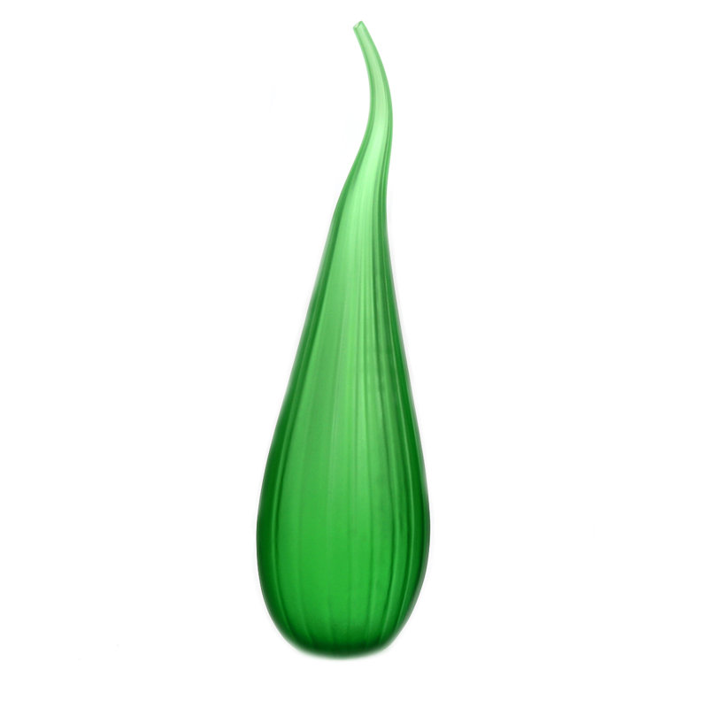 Murano Glass Stripe Vase, Green