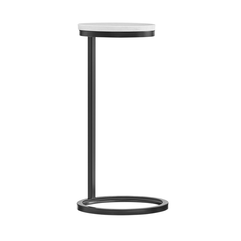 Table d'appoint ronde en métal avec plateau en marbre Cerro