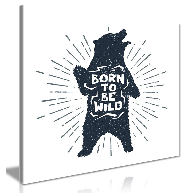 Grizzly Bear Born To Be Wild - Wrapped Canvas Print, 31cm H x 31cm W
