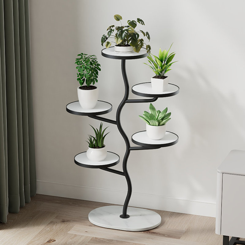 Support pour plante à 5 niveaux, Blanc/Noir