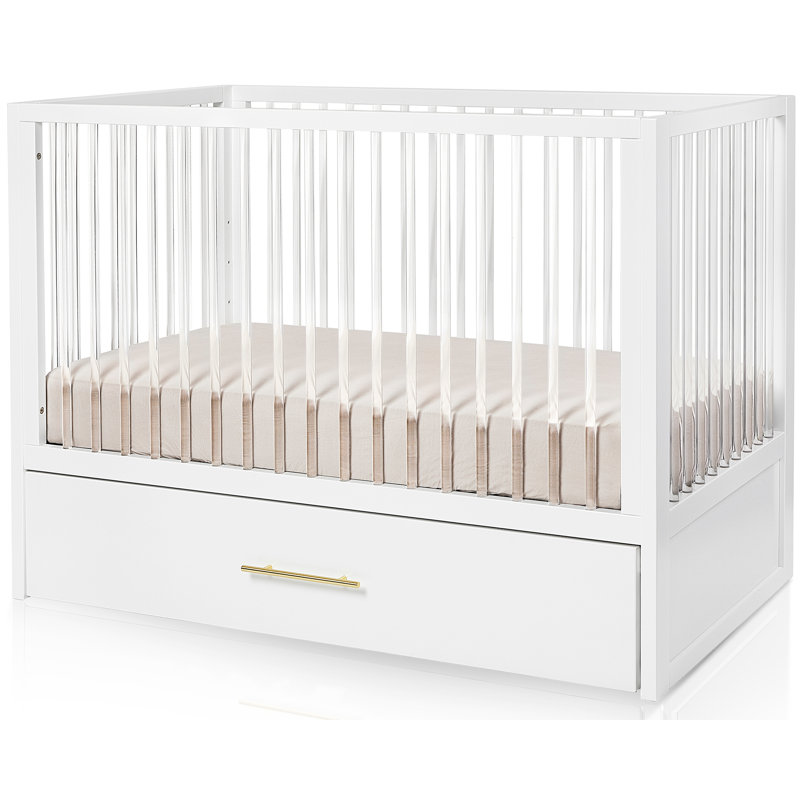 HushCrib 3-in-1 Convertible Crib with Trundle, Toddler Bed, Daybed, White