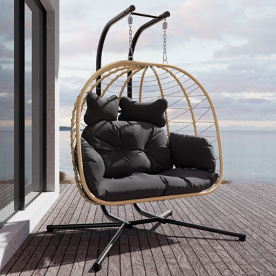 Dakota Fields Chousein Egg Chair with Stand for 2 Person