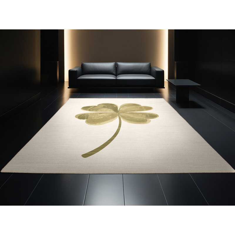 Soft Plush Fanelli St Patties Modern & Contemporary Abstract Area Rug in Beige – Beige Binding, 6x9