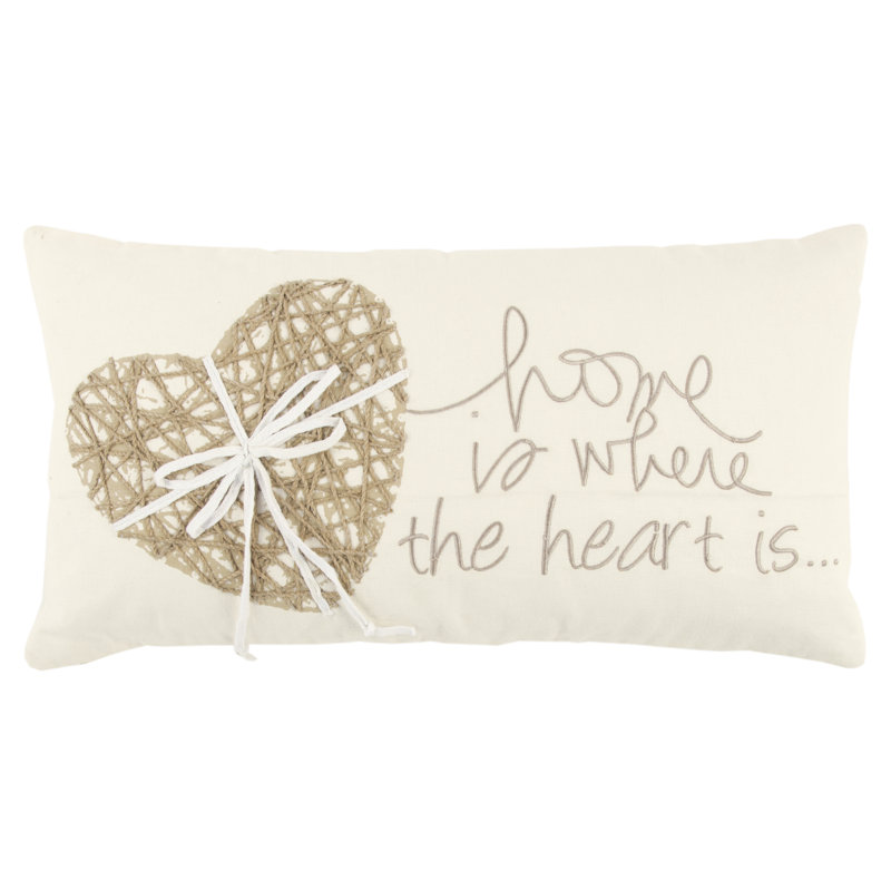 11" X 21" Home is Where the Heart Is Throw Pillow, Ivory