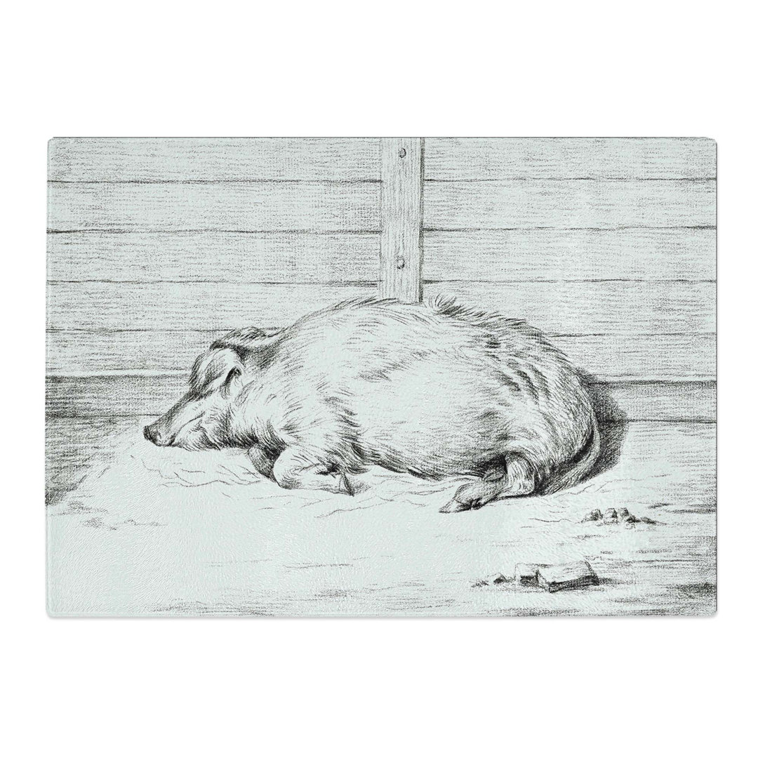 Tempered Glass a Sleeping Pig Chopping Board