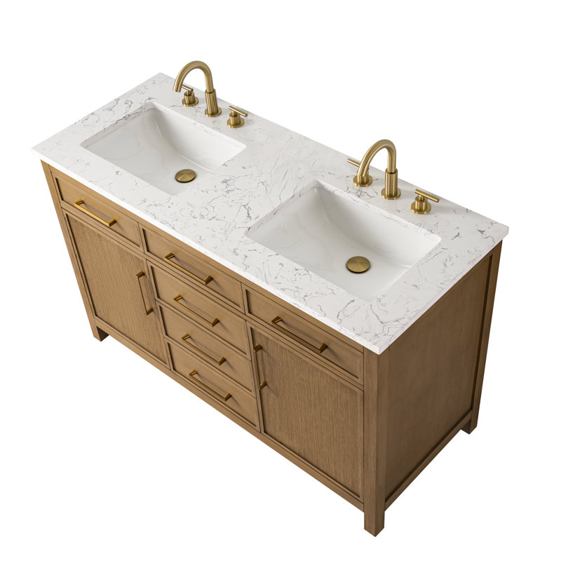 Reajean 54" Double Vanity, Caramel/Brushed Bronze