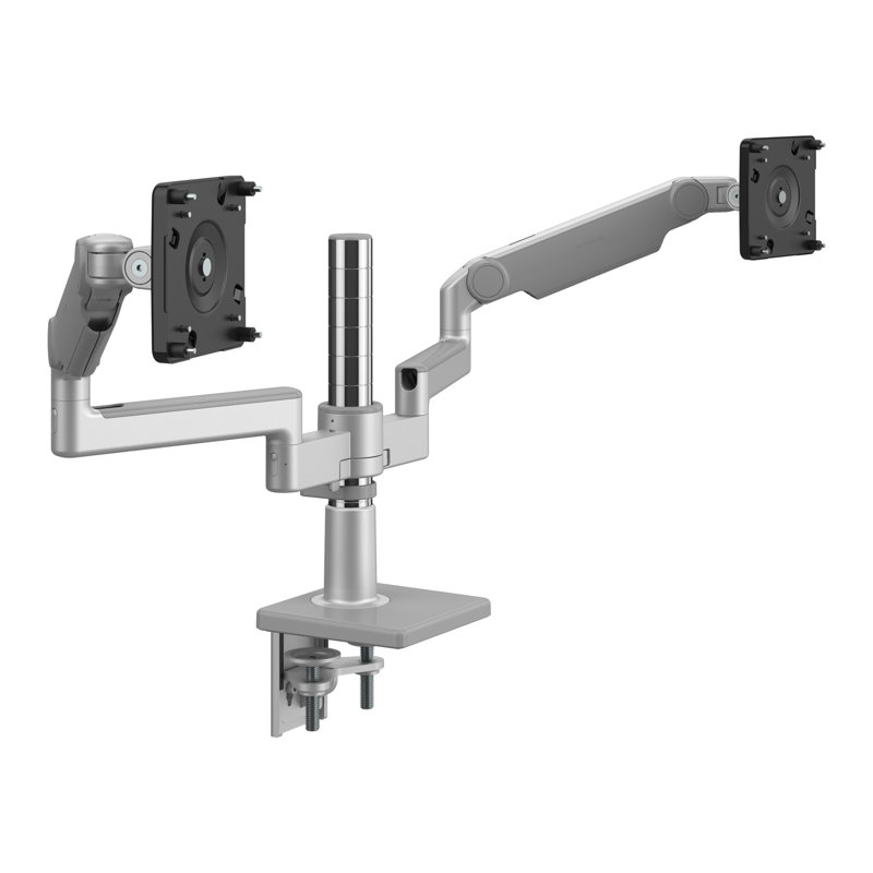 M/Flex For Two Monitors & Dual Arm Bracket, Silver, Gray, Double with Dual Arm Bracket