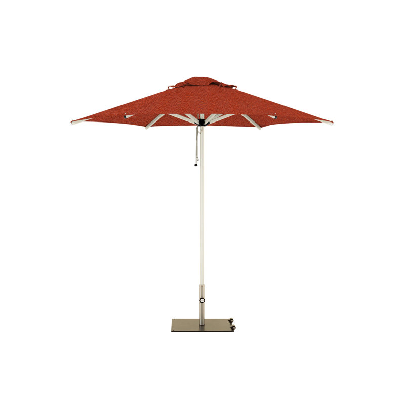 Mistral Round Market Umbrella, Square Metal with wheels+2" Stainless Steel Tube, 8'10", Sazon