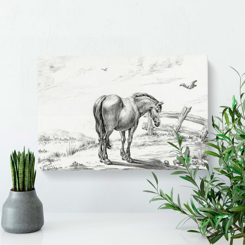 Horse In A Meadow by Jean Bernard - Wrapped Canvas Print, 40cm H x 60cm W x 3cm D