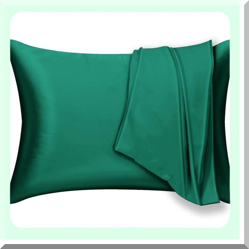 SilkSmooth HairGuard Pillowcase Set - 2 Pack 19 Momme Mulberry Silk with Hidden Zipper, Allergen Proof, Soft Breathable Pillow Cover in Green
