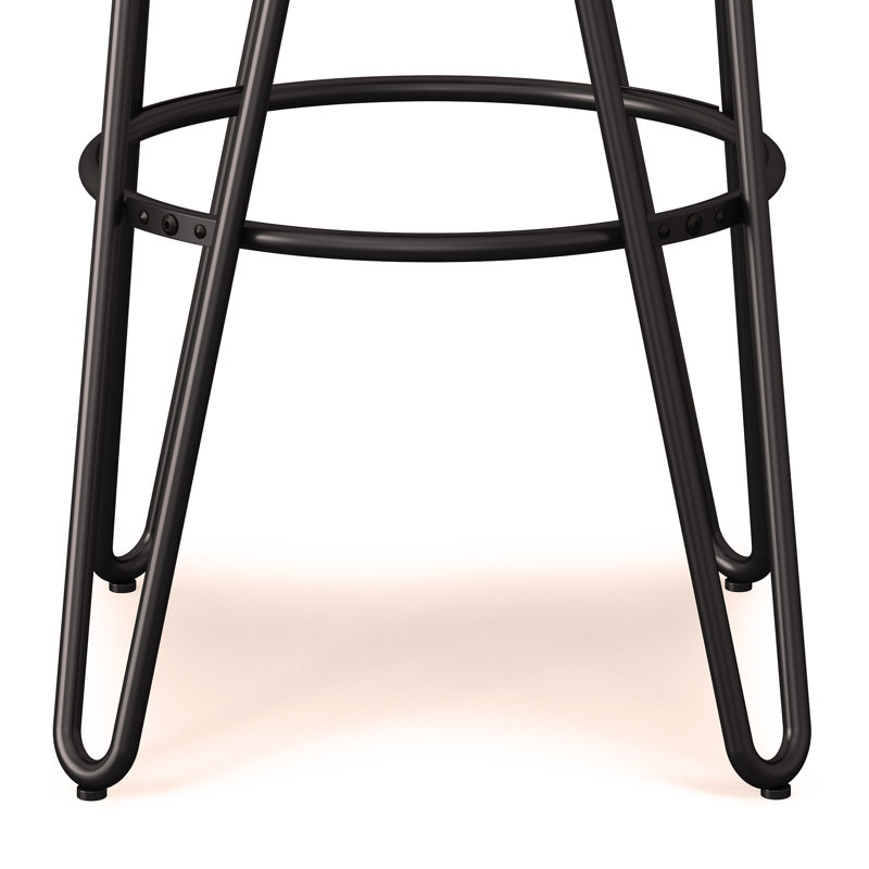 Simeon - Tabouret de bar en métal 30 po avec siège en bois - Cacao, Naturel