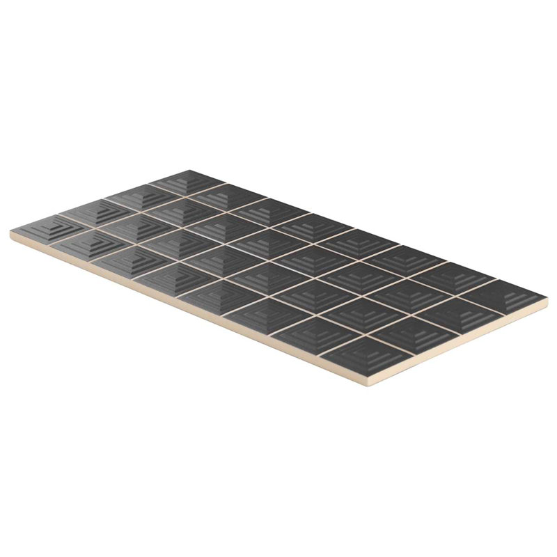 Kinzie Pyramid 8X16 3D Matte Ceramic Tile, Charcoal