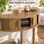 Console en demi-lune de 80 cm de large avec tablette de rangement et pieds en bois massif, table d'entrée moderne