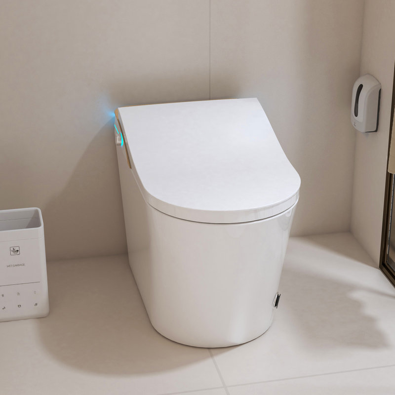 Toilette intelligente Lasaideal avec bidet avancé et couvercle à ouverture automatique, siège chauffant, chasse automatique sans réservoir, laveuse / sécheuse chaude, télécommande