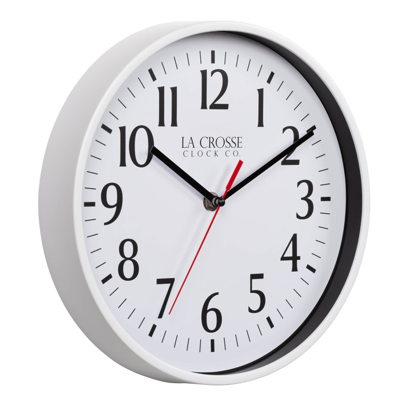Horloge murale analogique à quartz 10 po La Crosse, Blanc