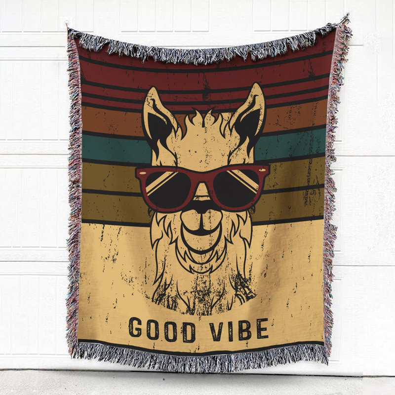  Llama 100% Cotton Throw, 60" W x 80" L