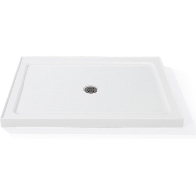 Base de douche L 48 po x l 32 po avec drain en acier inoxydable, plateau et plateau de douche antidérapants avec surface solide, drain central