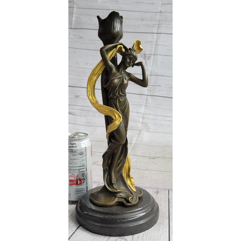 Statue de candélabre féminine en bronze bronze