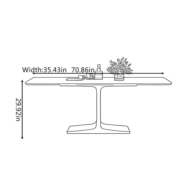 black slate dining table, 29.92"H x 70.86"L x 35.43"W