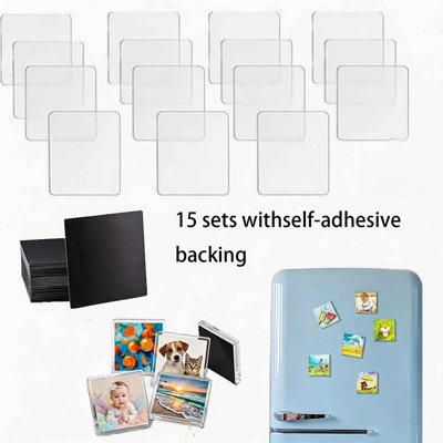 DIY Clear Acrylic Fridge Magnet Kit With Adhesive Backing  Acrylic Refrigerator Magnets For Photos Custom Picture Magnet Making  Set For Kitchen Office