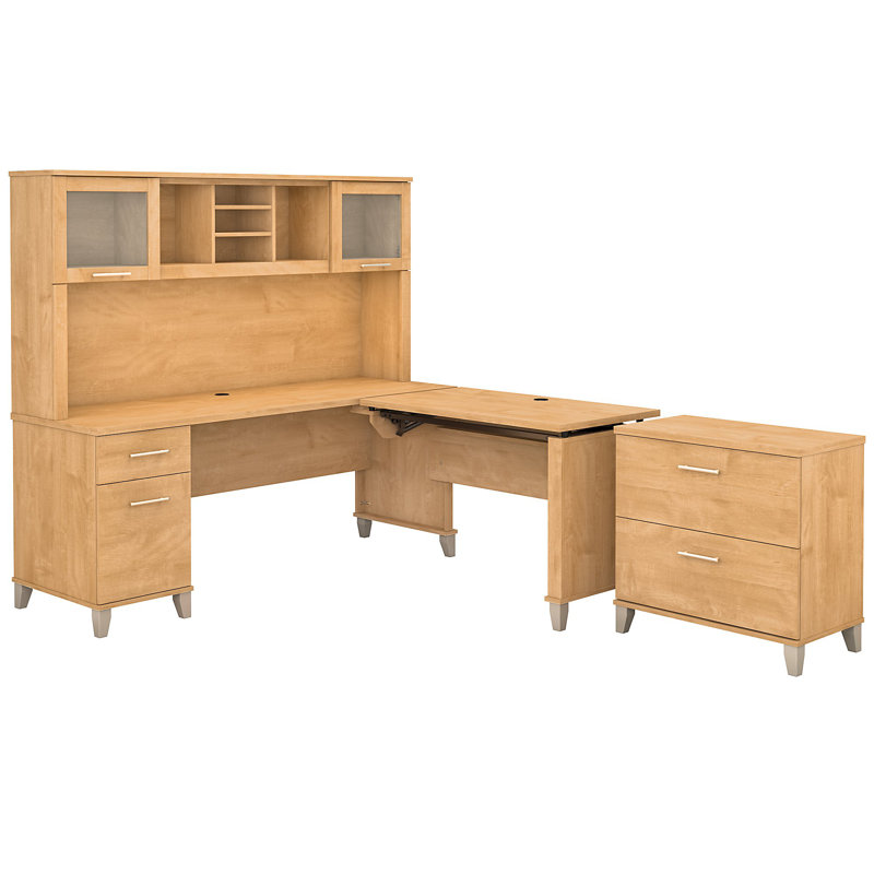 Magomed Piece Standing Desk Office Set, Maple Cross
