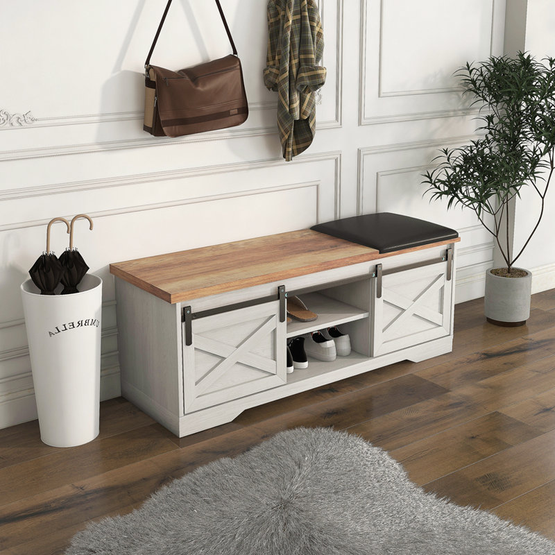 Banc de 47 po avec porte d'entrée et porte de grange avec porte d'entrée