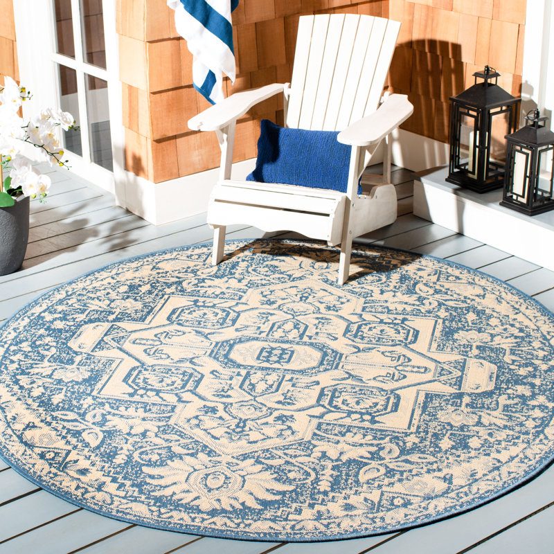Adler Performance Oriental Indoor/Outdoor Area Rug, Round 8'