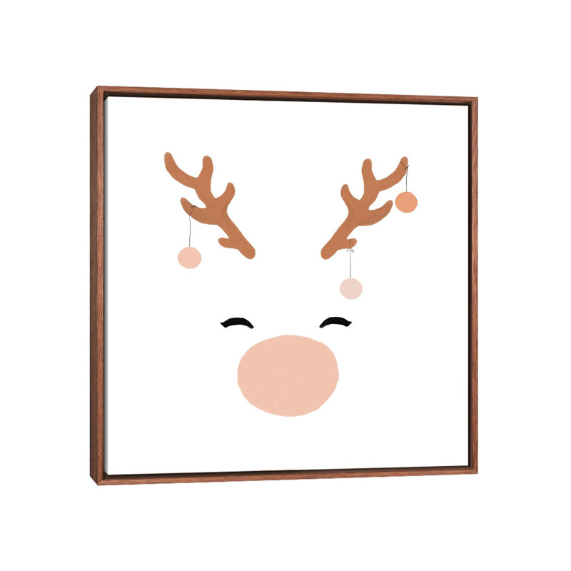 Deer & Baubles by Orara Studio - Painting, Classic Wood Frame, No Mat, 26" H x 26" W x 1.5" D