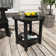 Harada 18 Inch Round Outdoor Side Table Adirondack Plastic/Resin Patio Side Table Weather Resistant End Table with Storage Shelf