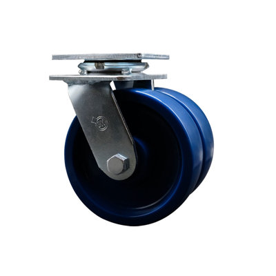 6 Inch Dual Solid Polyurethane Wheels Swivel Caster with Ball Bearing SCC