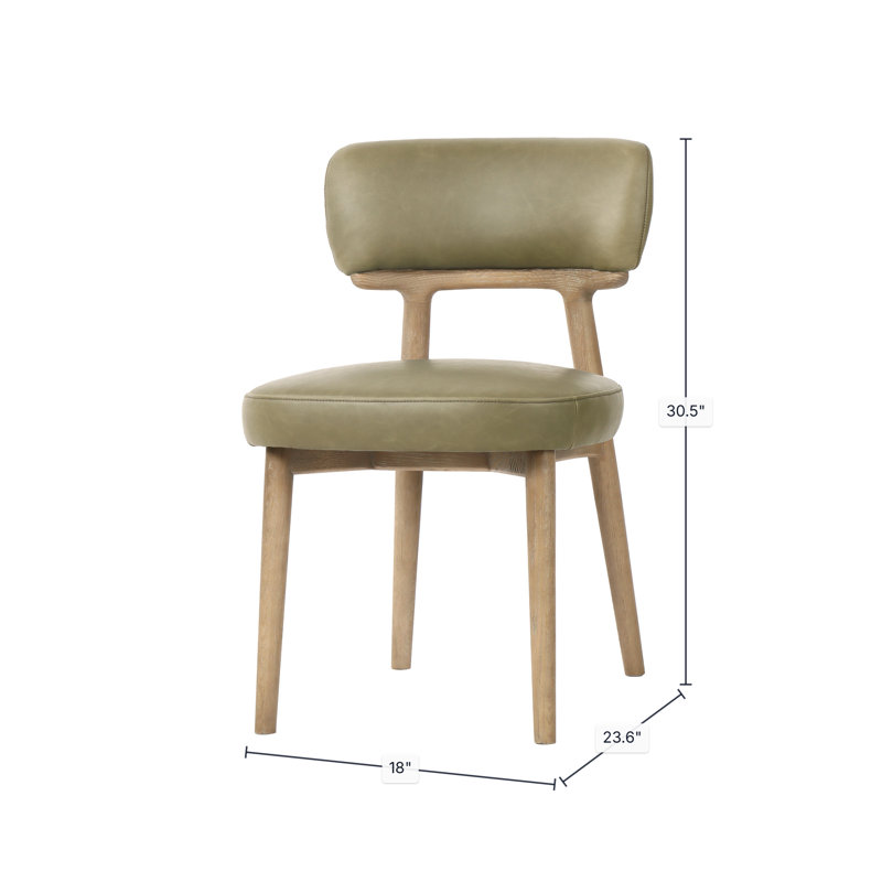 Chaise Vista - cuir vert sauge, Sage Green Leather