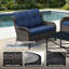 Causeuse en osier 2 places avec coussins bleus amovibles All Weather-1974966908