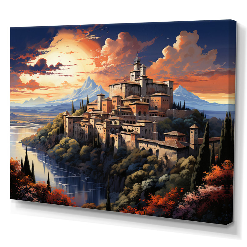 Spain Alhambra Palace In Granadain - Architecture Wall Decor, H 16 po x l 32 po x P 1 po, Toile tendue